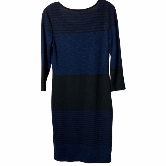Max Studio Blue & Black Long Sleeve Women Polyester Mini Dress Size Medium NEW - Picture 2 of 4